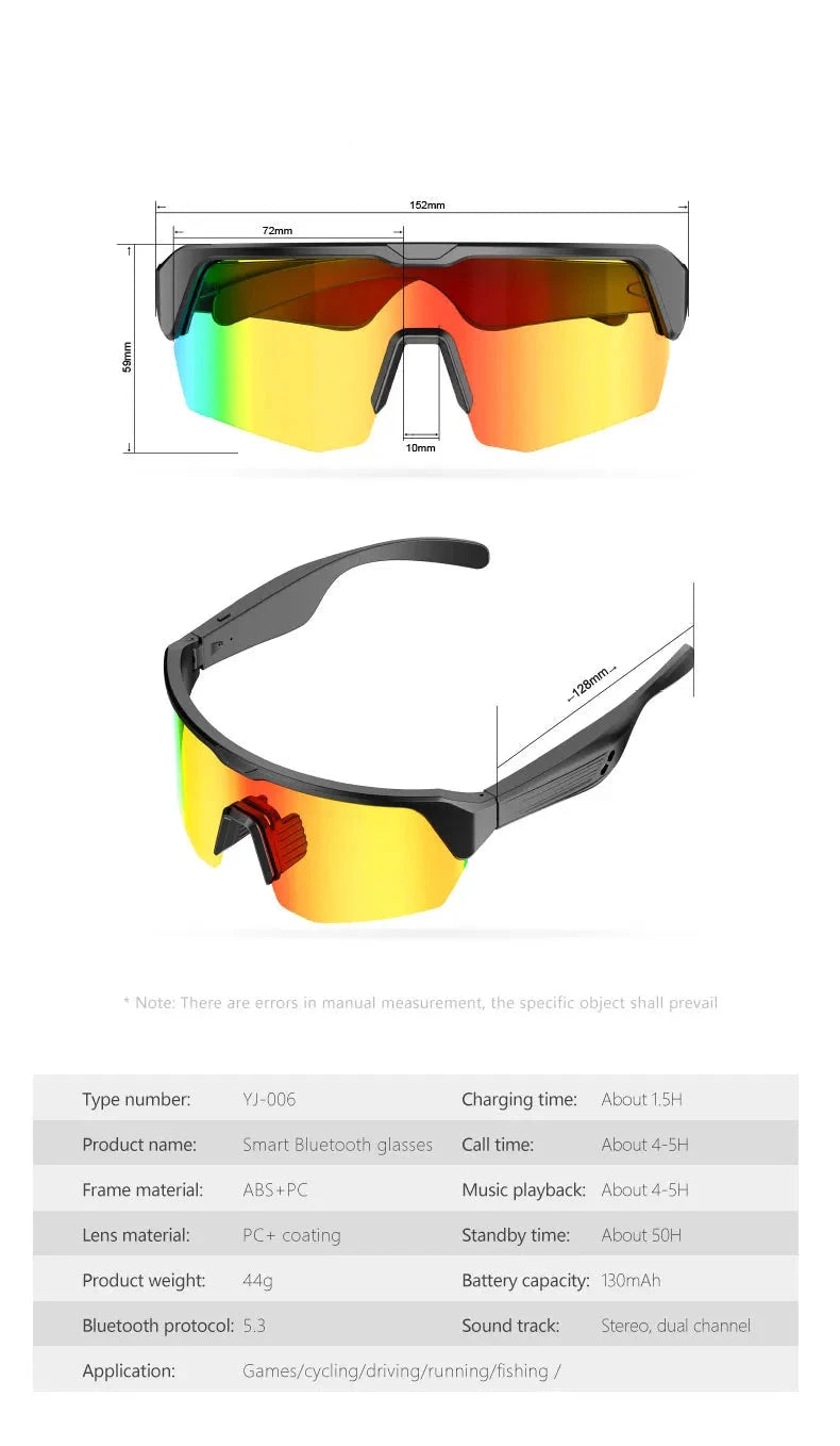 Bluetooth Cycling Glasses, Audio, Sunglasses, UV Protection