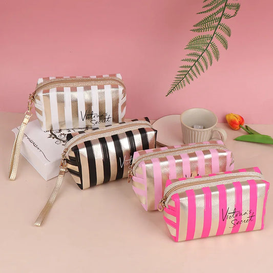 Striped Makeup Bag, Cosmetic Pouch