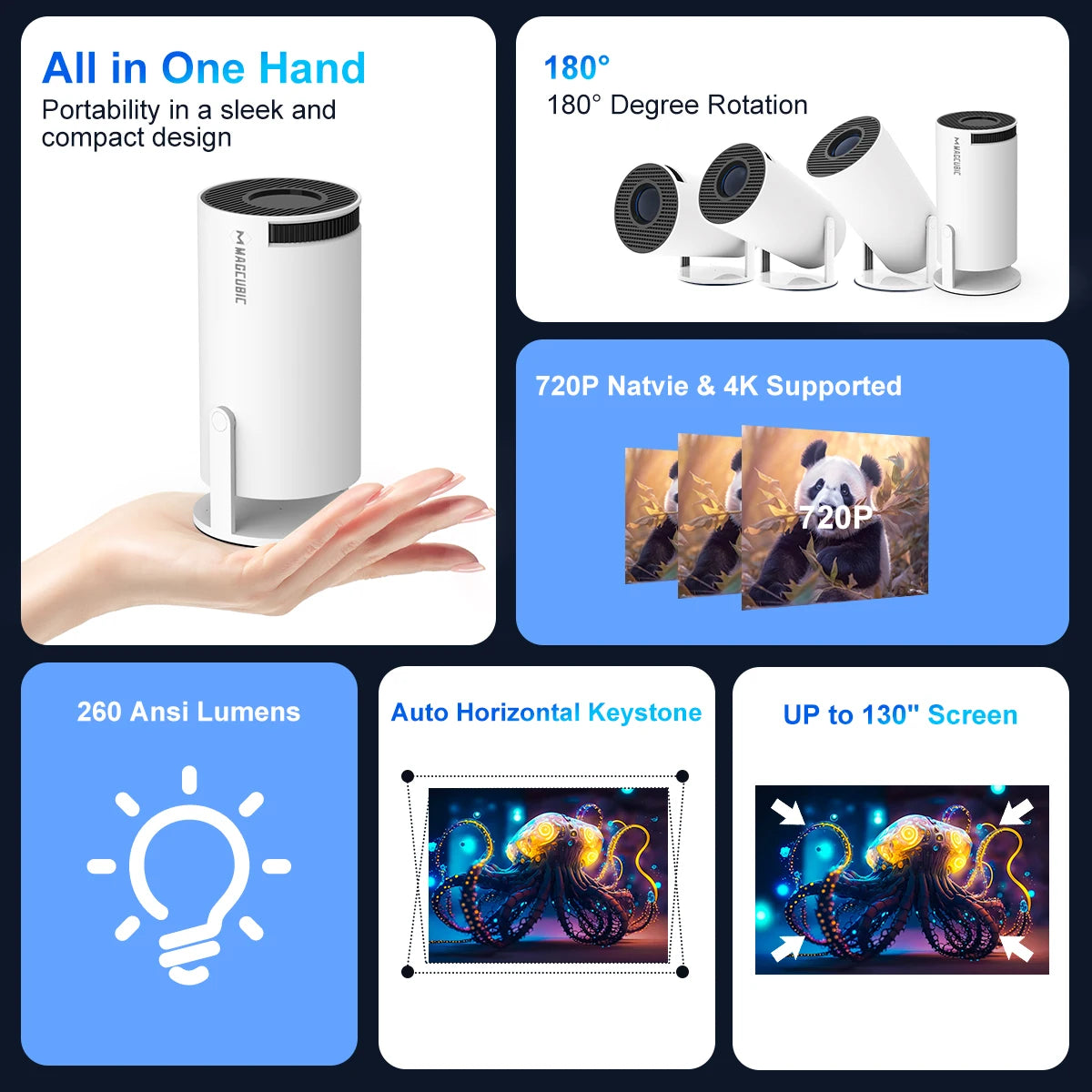 Outdoor, portable home cinema projector