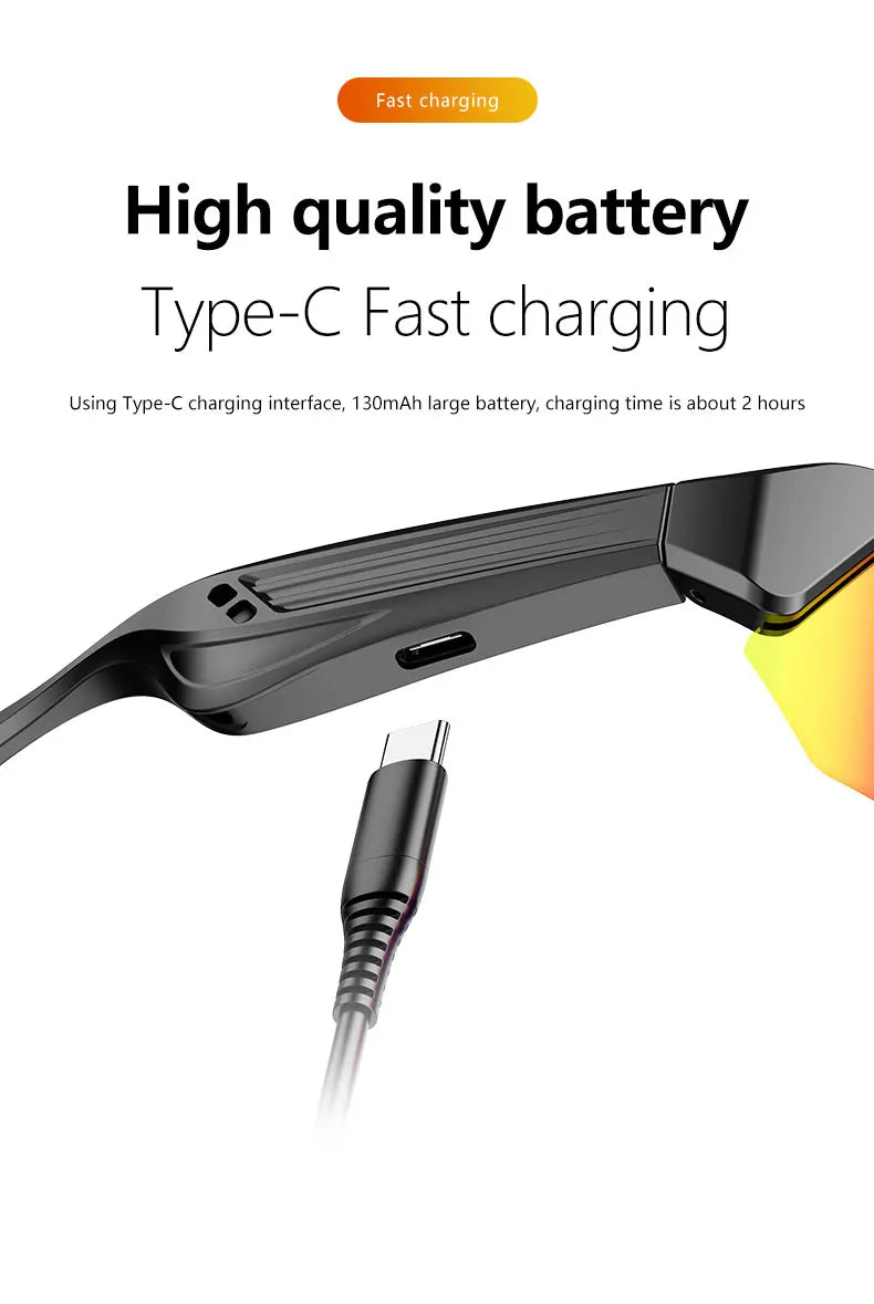 Bluetooth Cycling Glasses, Audio, Sunglasses, UV Protection