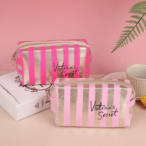 Striped Makeup Bag, Cosmetic Pouch