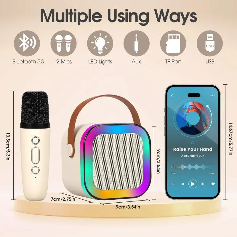 Karaoke, Portable Bluetooth Speaker with Lights 