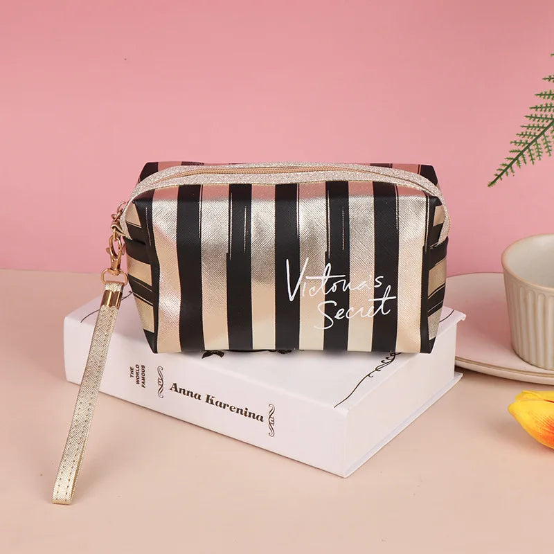 Striped Makeup Bag, Cosmetic Pouch