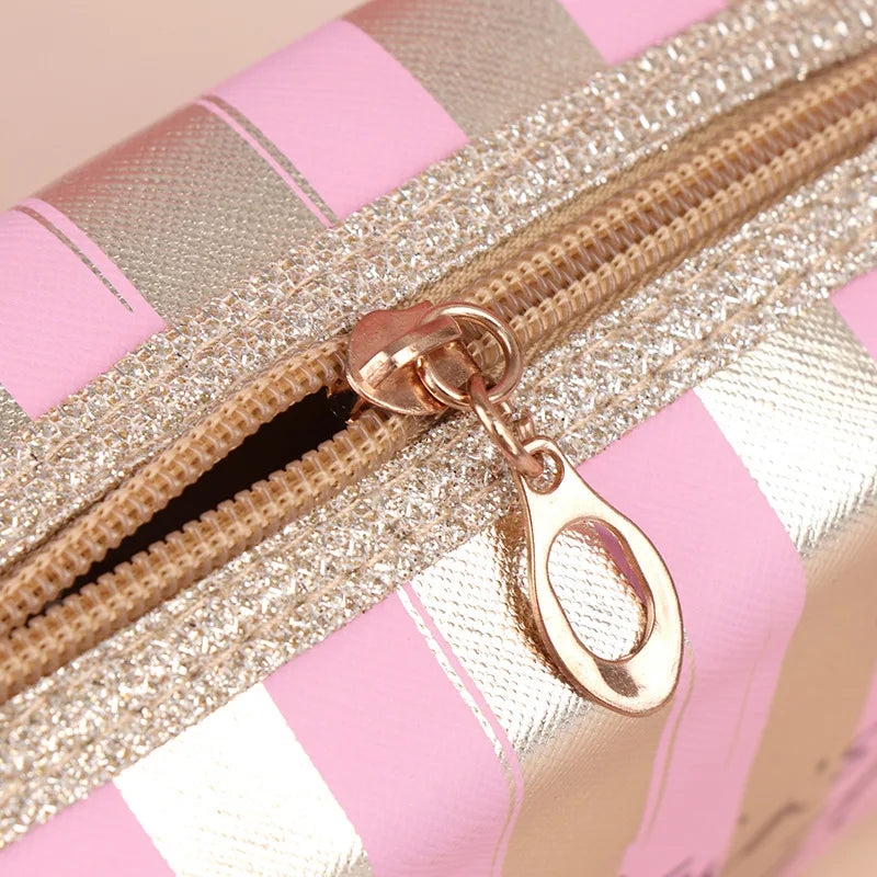 Striped Makeup Bag, Cosmetic Pouch