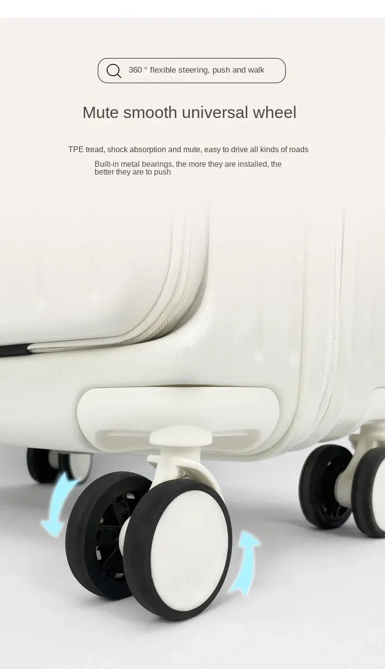 Suitcase with Large Handle and Front Opening for Computer and USB Charging